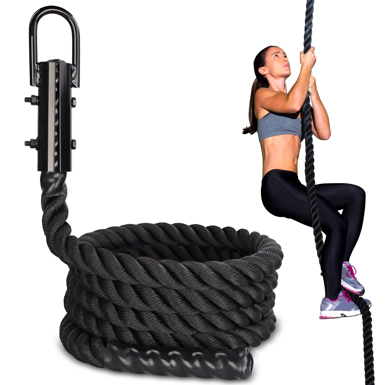 Workout Fitness Climbing Rope Gym Exercise Battle Rope in Black